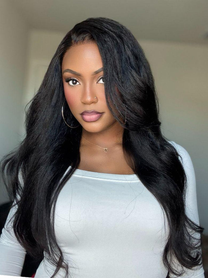 [26 Inch | 200% Density=$159] Petaluxe 13x4 Glueless Lace Front Collection Wig Virgin Human Hair Kinky Straight Wig