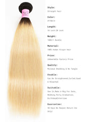 Straight Hair 3 Bundles T1b/613 Color Ombre Hair 100% Virgin Human Hair Weaves