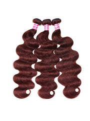 Dark Auburn Body Wave Remy Human Hair 3 Bundles With Closure Deal