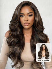 Bye-Bye Knots? 7x5 Lace Honey Brown Highlights Body Wave Drawstring Wig with Dark Roots