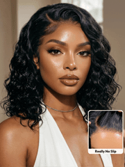 Bye-Bye Slip? 6X4 Glueless Lace "C" Side Part Loose Wavy Bob 220% High Density Drawstring Wig For Beginners