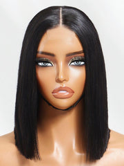 2x6 Lace Closure 200% Density Black Bob Wig