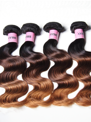 Hair Icenu Series Hair T1B/4/27 Ombre 4 Bundles Body Wave With Free Part Closure Virgin Human Hair Weave