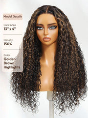 7x5 Bye Bye Knots & 13x4 Pre-Everything? Lace Frontal Natural Black Bouncy Water Wave Curly Invisi Drawstring No Baby Hair
