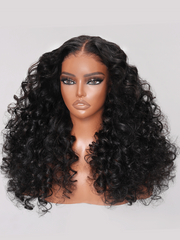 Bye Bye Knots Wig 7x5 Glueless Lace Black Brown Highlights Wand Curls Wig With Bleached Knots 200% Density