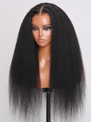 [22"=$95] 4x4 Lace Kinky Straight Wig 150% Density Very Bouncy Human Hair Wig