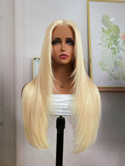 Sasha Layered Butterfly Haircut 613 Blonde 13x4 Lace Front Straight Wig