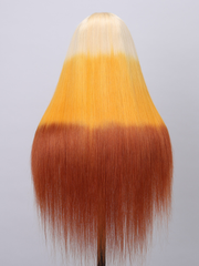 13x4 Lace Front Blonde To Ginger Brown Reverse Ombre Straight Wig