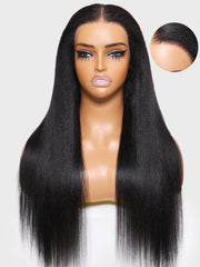 13x6 Lace Frontal Black Yaki Straight Pre-Everything Wig With 4C Curly Baby Hair