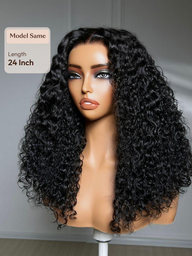 7x5 Bye-Bye Knots? & 13x4 Pre-Everything? Lace Frontal Pull And Go Black Fluffy Natural & Balayage Highlights Loose Wave Curtain Bangs Wig