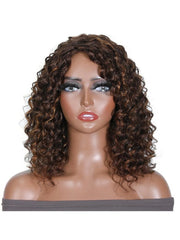 Glueless Chocolate Brown With Auburn Highlights Loose Wave Wig Machine Made Wig
