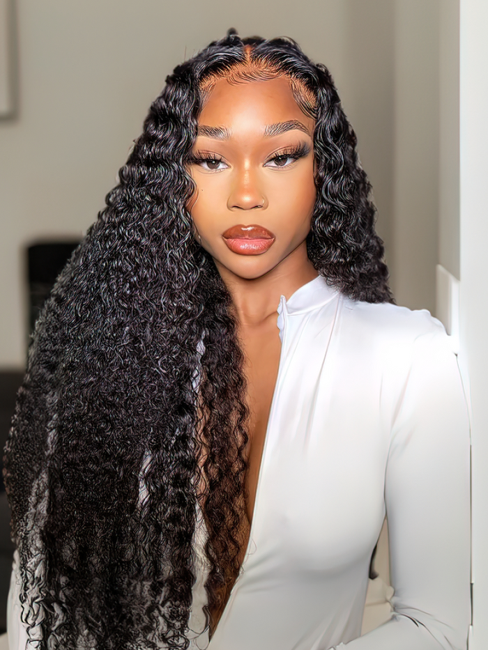 Petaluxe 5x5 HD Transparent Lace Closure With Curly Human Hair 3 Bundles