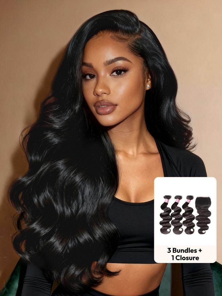 5x5 Clear HD Lace Closure With Body Wave 3Pcs Bundles