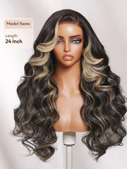 7x5 Bye Bye Slip? Lace Warm Caramel Brown with Dark Roots Natural Afro Curly Wig with Invisi Drawstring