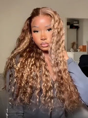Bye Bye Knots Wig 7x5 Lace Honey Blonde Highlights Bohemian Wig 150% Density