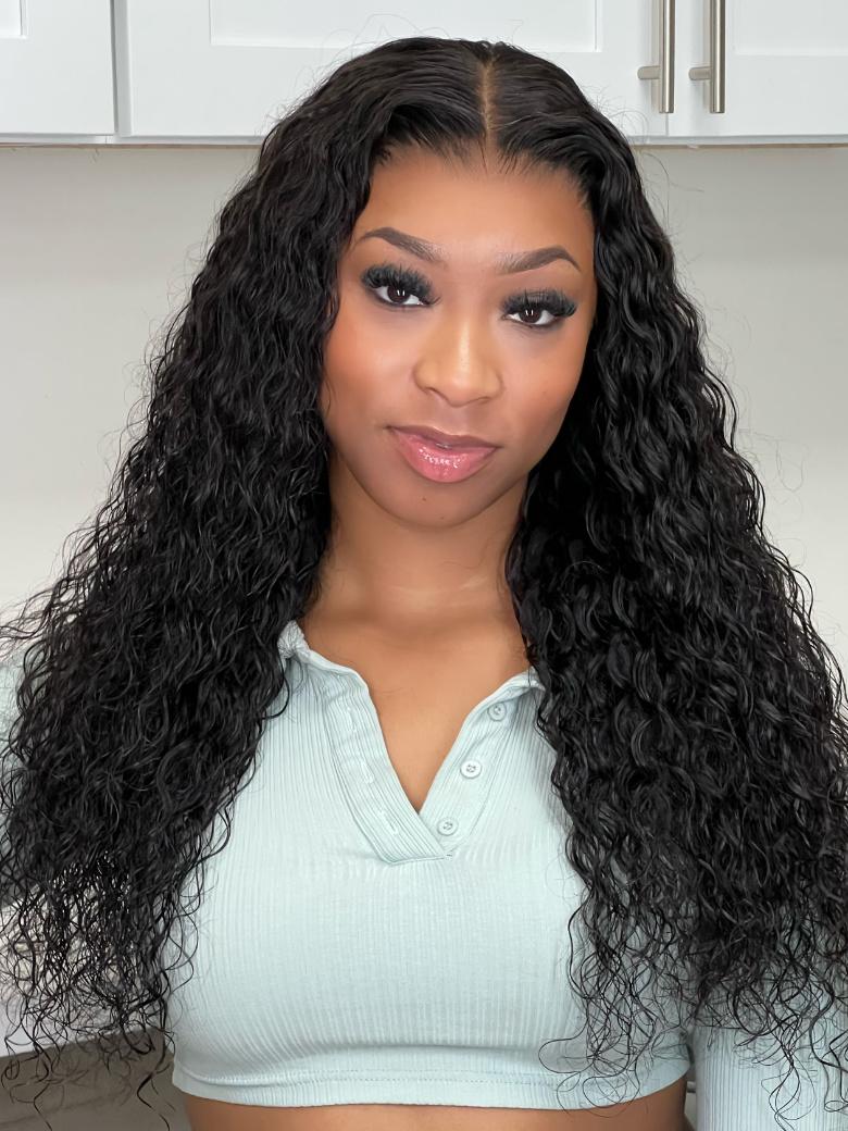 13x4 Pre-Cut Lace Frontal Water Wave Wig Pre-Cut & Pre-Pluck &  Pre-Bleached Pre-Everything Wig