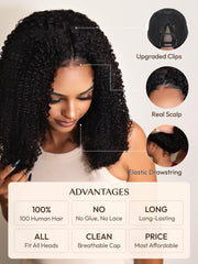 EasiContour™ V Part Minimal Leave Out Glueless Curly Wig For Workwear Lover 150% Density