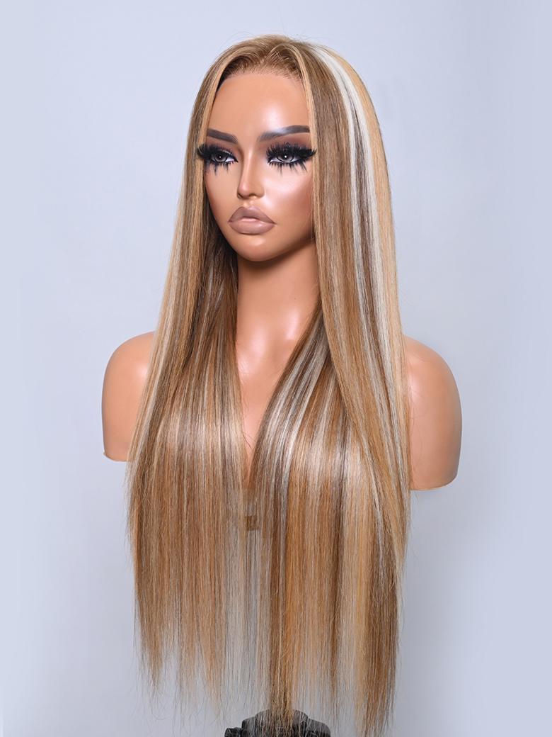 13x6 Lace Front Blonde Omber Balayage Highlight Straight Wig