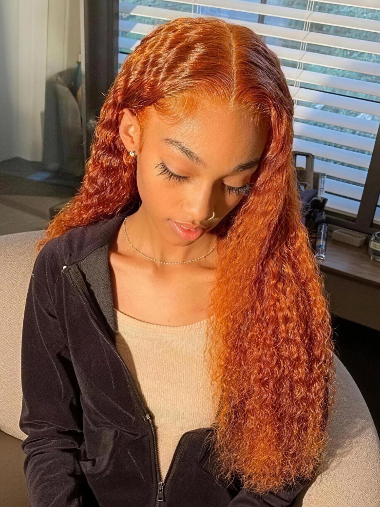 [Flash Sale] 4x0.75 Lace Part 150% Density Ginger Color Jerry Curly Human Hair Wig