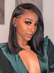Short Straight Asymmetrical Bob Transparent Lace Front Wigs with Side Part Perfect For Any Face Shapes
