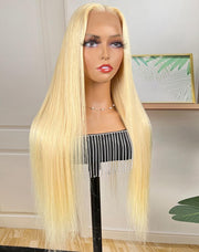 Tiktok Super Sale Hair 100% Virgin Human Hair 613 Blonde Straight Lace Frontal Wig