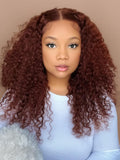 Petaluxe Reddish Brown 3C Curly Hair 13x4 Lace Front Autumn Breeze Wig