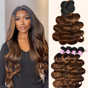 Classic Brown Highlight 4Pcs Human Hair Body Wave Bundles