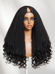 [18"=$99] EasiContour? V Part Glueless Yaki Straight Wig With Invisi Drawstring 100% Human Hair 180% Density
