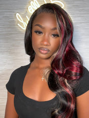 Put On And Go 6x4.5 Glueless Lace Red Blonde Highlights Loose Wave Wig