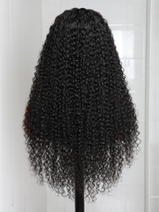 200% Density Natural Curly Clear HD Glueless Lace Wig Human Hair 13x4 Frontal Wig