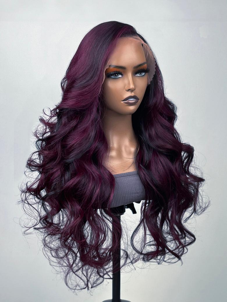 [Lace Wigs From $59] Midnight Dark Purple Ombre Lace Wig Loose Wave Wig 150% Density