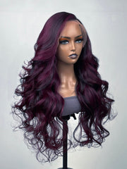 [Lace Wigs From $59] Midnight Dark Purple Ombre Lace Wig Loose Wave Wig 150% Density
