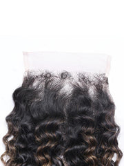 #FB30 Brown Balayage Jerry Curly 4x4 Free Part Lace Closure