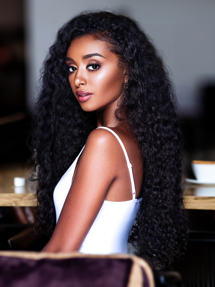 Petaluxe Hair 4 Bundles Human Deep Wave With Lace Frontal