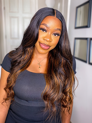 Balayage Ombre Highlight Body Wave 4x4 Free Part Lace Closure 1 Piece