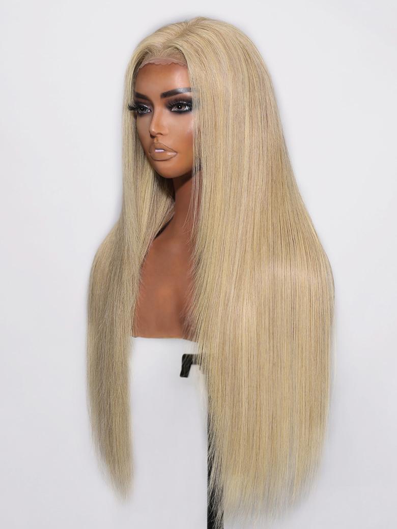 13x4 Lace Front Dark Blonde Hue Straight Wig Heat Friendly Versatile Styles