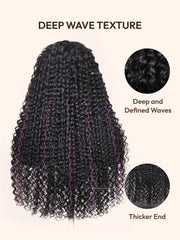 13x4 Lace Frontal Black Deep Wave Pre-Everything Wig