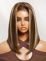 7x5 Bye Bye Slip? Lace Dark Brown to Golden Caramel Ombre Curly Glueless Wig with Invisi Drawstring