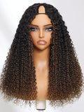 [Price Drop] Petaluxe EasiContour? V Part Black to Chestnut Brown Jerry Curly Drawstring Wig 150% Destiny Protect Your Natural Hair