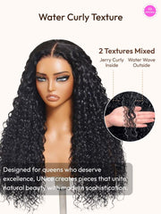 13x4 Pre-Everything? Lace Frontal Natural Black Bouncy Water Wave Curly Wig Perfect For Summer Look