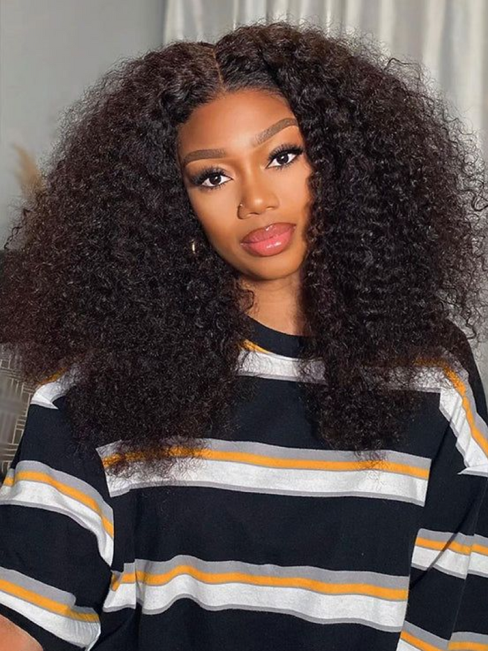 Petaluxe [From 20"] 6x4.5 Pre Cut Lace Put On And Go Gluless Curly Hair With Breathable Cap Bleached Knots 150% Density