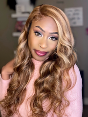 [200% Density from 22"] Pre Cut 6x4.5 Lace Body Wave Lace Wig Glueless Honey Blonde Put On And Go Wig