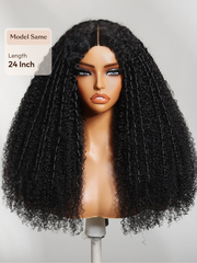 InvisiBlend? V Part Handcrafted Lace Real No Leave Out Natural Black Tight Spiral Coils kinky curly Wig Beginner Friendly Wig