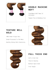 Brown Balayage 4x4 Lace Closure With 3Pcs Body Wave Bundles
