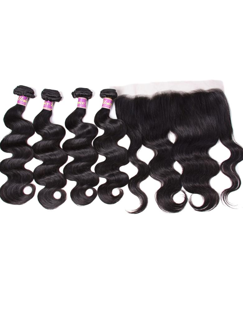 Body Wave 13x6 Lace Frontal with 4 Bundles Human Hair