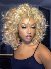 13x4 Lace Front 613 Blonde Bob Bouncy Water Wave Wig
