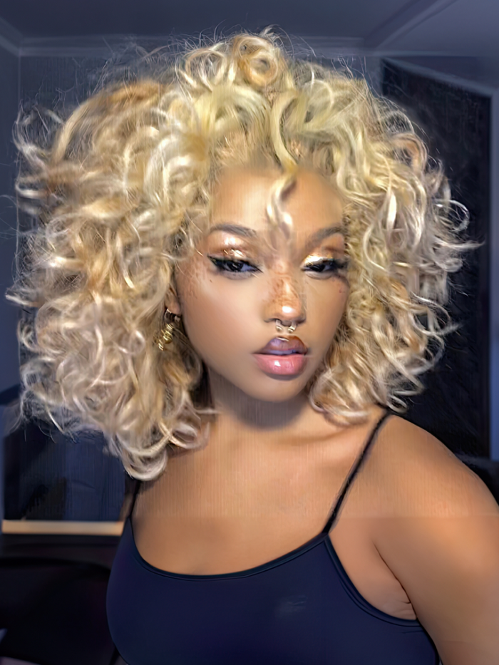 Petaluxe 13x4 Lace Front 613 Blonde Bob Bouncy Water Wave Wig