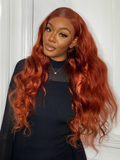 Petaluxe 6x4.5 Pre-Cut Lace Body Wave Wig Copper Brown Put On And Go Lace Air Wig 150% Density