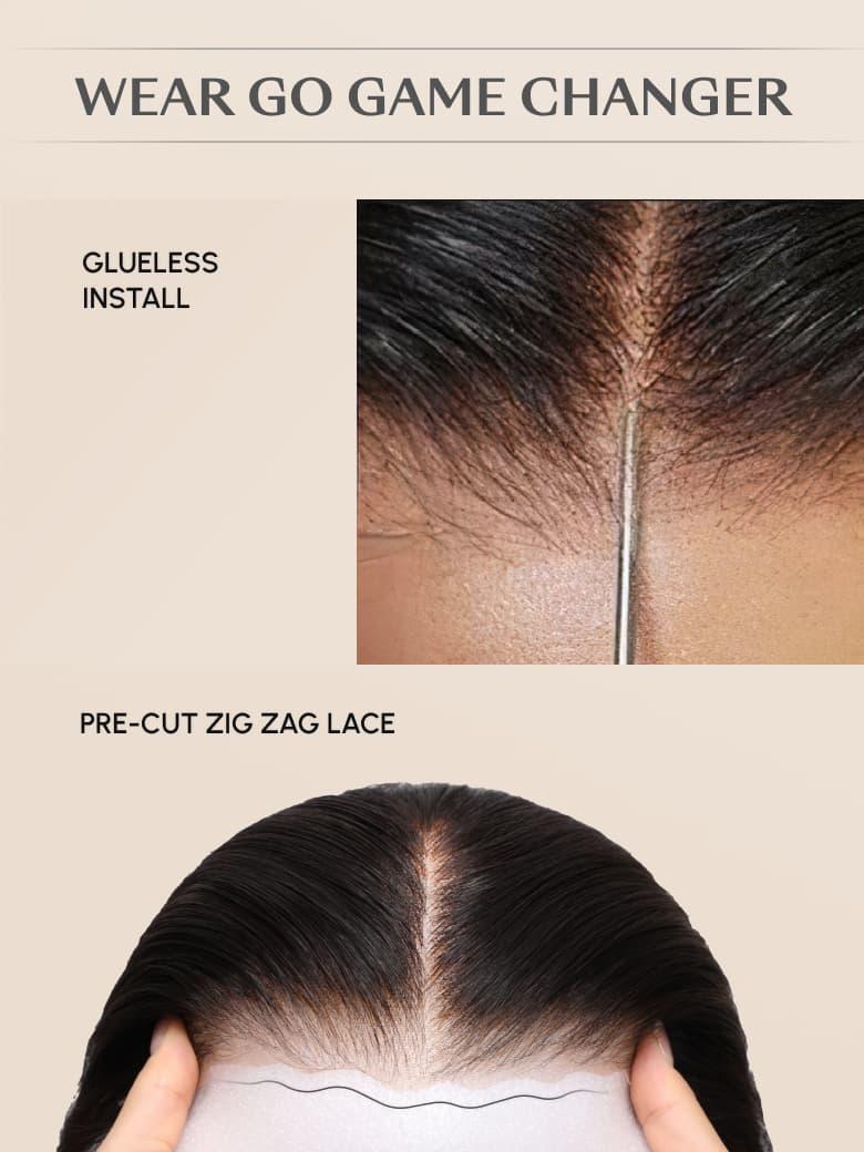 6x4.5 Pre Cut Lace Put On And Go Black Water Wave Air Wig