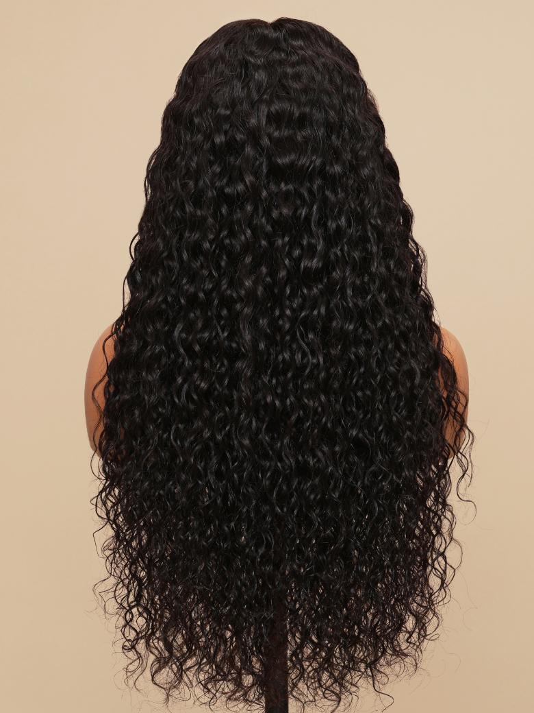 7x5 Bye Bye Knots Glueless Lace Wig Quick Install Water Wave Invisible Knots Lace Wig 150% Density